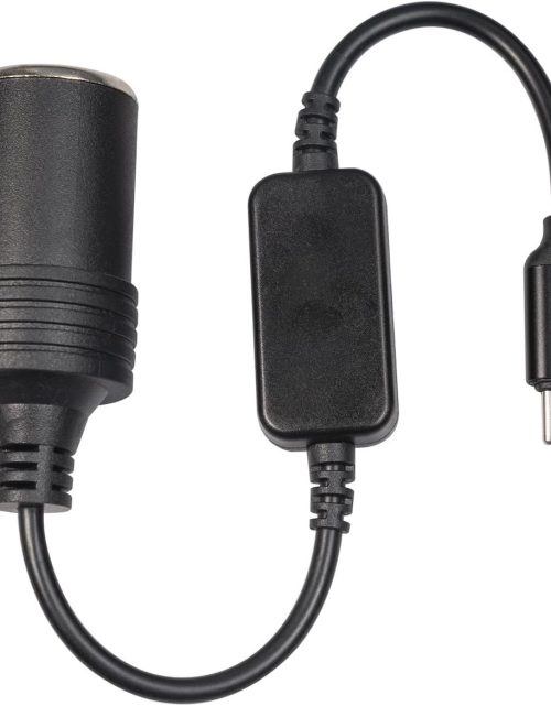 USB C Male to 12V 8W Cigarette Lighter Socket Adapter Power Cable for Dash Cam, GPS, Car Led Light Strips 10W max 1.2M