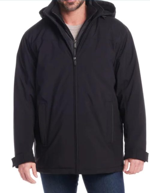 Men’s Ultra Tech Removable Fleece Lined Hood Jacket (XX-LARGE, BLACK)